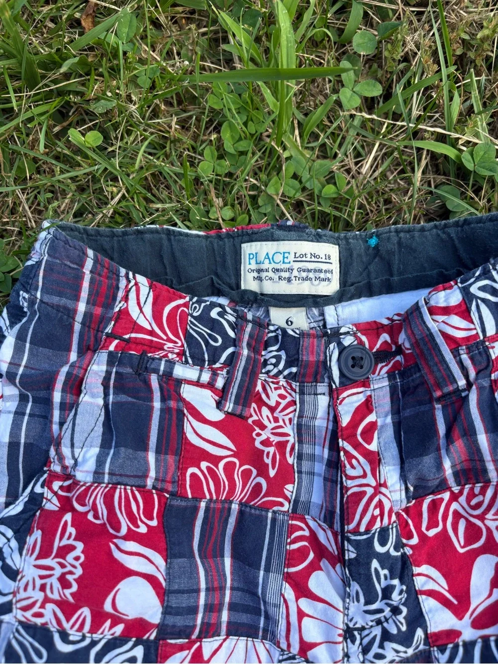 The Children's Place Red Navy White Patchwork Shorts